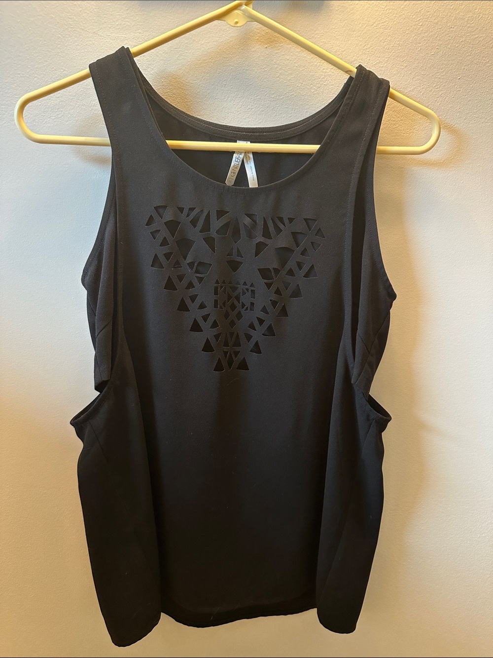 Gentle Fawn Black Tank with Triangle Laser-Cut Front